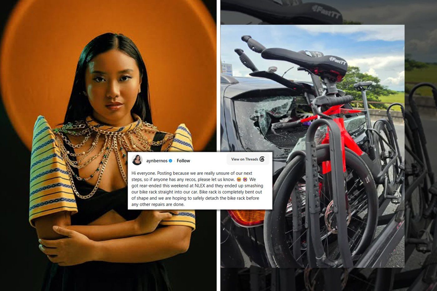 Content creator Ayn Bernos gets rear-ended on NLEX: ‘We’re very grateful to be safe and unharmed’